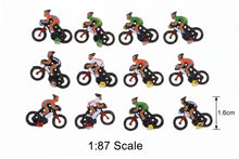 Load image into Gallery viewer, 12pcs Miniature Cyclist Figures 1:87 HO Scale Model Railway Diorama Scenery Craft Supplies