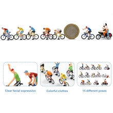 Load image into Gallery viewer, 15 pcs Bike Bicycle Racing 1:87 Figure HO Scale Models Landscape Building Scenery Train Railway Layout Scene Accessories Diorama Supplies