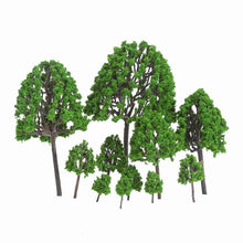 Load image into Gallery viewer, 11 pcs Miniature Green Trees Models O Scale Train Railway Accessories Forest Fairy Garden Landscape Terrarium Diorama Craft Supplies