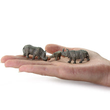 Load image into Gallery viewer, Miniature Rhinoceros Figures 1:87 HO Scale Wild Animals for Model Railway Dioramas (12pcs)