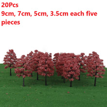 Load image into Gallery viewer, 20 pcs Miniature Red Maple Tree Models Train Railway Accessories Forest Fairy Garden Landscape Terrarium Diorama Craft Supplies