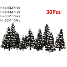 Load image into Gallery viewer, 30 pcs Mixed Miniature Snow Cedar Trees Models Train Railway Accessories Forest Fairy Garden Landscape Terrarium Diorama Craft Supplies