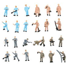 Load image into Gallery viewer, 25pcs Miniature Railway Worker Figures, 1:87 HO Scale Model Train Diorama Supplies