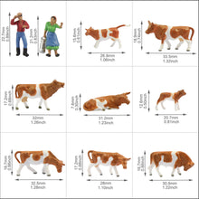 Load image into Gallery viewer, 36 pcs Miniature Shepherd Brown Dairy Cow Animal Figures 1:87 Scale Models Toys Landscape Garden Layout Scene Accessories Diorama Supplies