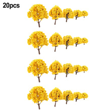 Load image into Gallery viewer, 20 pcs Miniature Flowering Yellow Tree Models Train Railway Accessories Forest Fairy Garden Landscape Terrarium Diorama Craft Supplies