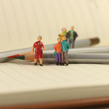 Load image into Gallery viewer, 100pcs Miniature Standing Passenger People Man Woman Child 1:87 Figure HO TT Scale Models Train Railway Scene Accessories Diorama Supplies