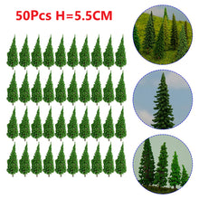 Load image into Gallery viewer, 50 pcs 5.5cm Miniature Tree Models Train Railway Accessories Forest Fairy Garden Landscape Terrarium Diorama Craft Supplies