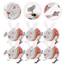 Load image into Gallery viewer, Set of 6 Classic Vintage Jumping White Rabbit Bunny Wind Up Clockwork Tin Toy Collectible
