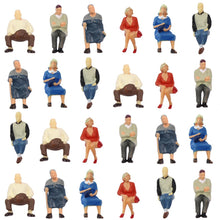 Load image into Gallery viewer, 24 pcs Miniature Seated Passenger Sitting People Old Man Woman 1:48 Figure O Scale Models Train Railway Scene Accessories Diorama Supplies
