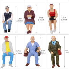 Load image into Gallery viewer, 12pcs Miniature Seated People - 1:25 Scale Model Train Scenery - Diorama Figures