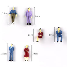 Load image into Gallery viewer, 20 Pcs Miniature Train Passenger Standing Sitting People Painted Figures 1:50 Scale Models Layout Scence Accessories Diorama Supplies