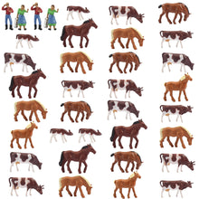 Load image into Gallery viewer, 36 pcs Miniature Shepherd Horse Dairy Cow Animal Figures 1:87 Scale Models Toys Landscape Garden Layout Scene Accessories Diorama Supplies
