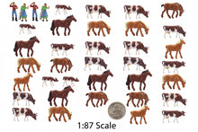 Load image into Gallery viewer, 36pcs Miniature Horse & Cow Figures 1:87 HO Scale for ModelDiorama Railway Layout Scenery
