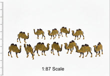 Load image into Gallery viewer, 12pcs Miniature Bactrian Camel Figures 1:87 Scale, Desert Scenery Diorama Models