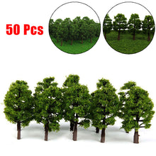 Load image into Gallery viewer, 50 pcs 7cm Miniature Tree Models Train Railway Accessories Forest Fairy Garden Landscape Terrarium Diorama Craft Supplies