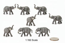 Load image into Gallery viewer, 10pcs Miniature Elephant Figurines 1:160 Scale Animal Model, Scenery Craft Supplies