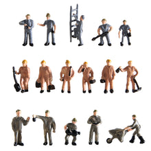 Load image into Gallery viewer, 25pcs Miniature Railway Worker Figures, 1:87 HO Scale Model Train Diorama Supplies