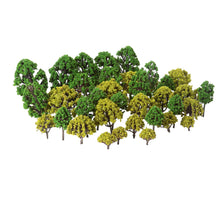 Load image into Gallery viewer, 40 pcs Miniature Mixed Green Trees Models HO N Z Scale Train Railway Accessories Forest Fairy Garden Landscape Terrarium Diorama Craft Supplies