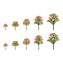 Load image into Gallery viewer, 10pcs Miniature Pink Blossom Trees, Model Train Scenery, Fairy Garden Decor, DIY Diorama