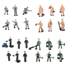 Load image into Gallery viewer, 25pcs Miniature Railway Worker Figures, 1:87 HO Scale Model Train Diorama Supplies