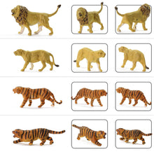 Load image into Gallery viewer, 12 pcs Miniature Tiger Lion Wild Animal 1:87 Figures HO Scale Models Toys Landscape Garden Scenery Layout Scene Accessories Diorama Supplies