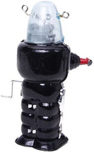Load image into Gallery viewer, MS207 Black Robby the Robot Space Trooper Crank Retro Wind Up Tin Toy Collectible