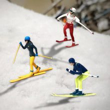 Load image into Gallery viewer, 3pcs Miniature Skier & Snowboarder Figures 1:87 Scale Model Diorama, Railway Scenery Craft Supplies