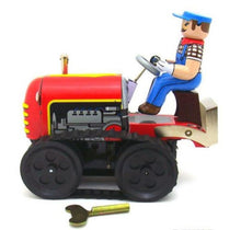 Load image into Gallery viewer, MS356 Vintage Farm Tractor with Farmer Retro Clockwork Wind Up Tin Toy Collectible