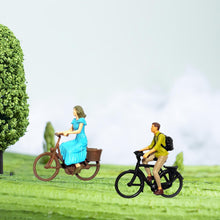 Load image into Gallery viewer, Miniature Bike Bicycle Boy Girl People 1:87 Figure Models Landscape Building Scenery Layout Scene Accessories Diorama Supplies