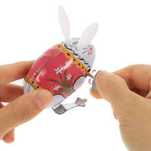 Load image into Gallery viewer, Set of 6 Classic Vintage Jumping White Rabbit Bunny Wind Up Clockwork Tin Toy Collectible