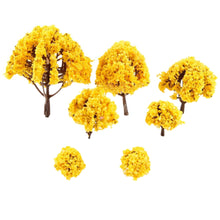 Load image into Gallery viewer, 20 pcs Miniature Flowering Yellow Tree Models Train Railway Accessories Forest Fairy Garden Landscape Terrarium Diorama Craft Supplies