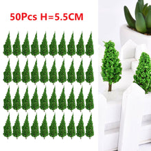 Load image into Gallery viewer, 50 pcs 5.5cm Miniature Tree Models Train Railway Accessories Forest Fairy Garden Landscape Terrarium Diorama Craft Supplies