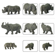 Load image into Gallery viewer, Miniature Rhinoceros Figures 1:87 HO Scale Wild Animals for Model Railway Dioramas (12pcs)
