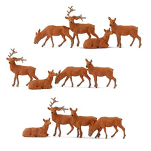 Load image into Gallery viewer, 12 pcs Miniature Deer Animal 1:87 Figures HO Scale Models Toys Landscape Garden Scenery Layout Scene Accessories Diorama Supplies