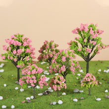 Load image into Gallery viewer, 10pcs Miniature Pink Blossom Trees, Model Train Scenery, Fairy Garden Decor, DIY Diorama