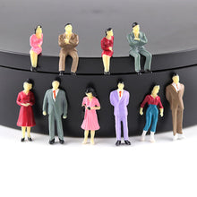 Load image into Gallery viewer, 20 Pcs Miniature Train Passenger Standing Sitting People Painted Figures 1:50 Scale Models Layout Scence Accessories Diorama Supplies