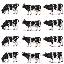 Load image into Gallery viewer, 12 pcs Miniature Dairy Cow Farm Animal 1:43 Figures O Scale Models Toys Landscape Garden Scenery Layout Scene Accessories Diorama Supplies