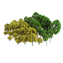 Load image into Gallery viewer, 40 pcs Miniature Mixed Green Trees Models HO N Z Scale Train Railway Accessories Forest Fairy Garden Landscape Terrarium Diorama Craft Supplies
