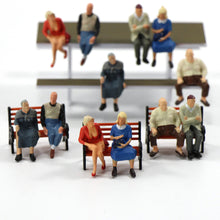 Load image into Gallery viewer, Miniature Seated Passenger People 1:48 O Scale – Painted Figures for Model Trains & Diorama Scenes (24pcs)