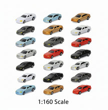 Load image into Gallery viewer, 50pcs Miniature Model Cars, 1:160 Scale Plastic Vehicles for Train Layouts, Dioramas