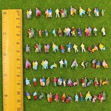 Load image into Gallery viewer, 100 pcs Miniature Train Passenger Railway People Painted Figures Z Scale 1:200 Models Toys Layout Scence Accessories Diorama Supplies