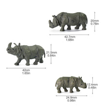 Load image into Gallery viewer, Miniature Rhinoceros Figures 1:87 HO Scale Wild Animals for Model Railway Dioramas (12pcs)
