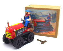 Load image into Gallery viewer, MS356 Vintage Farm Tractor with Farmer Retro Clockwork Wind Up Tin Toy Collectible