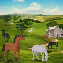 Load image into Gallery viewer, 12pcs Miniature Horse Figures, 1:43 O Scale Model Train Diorama Craft Supplies