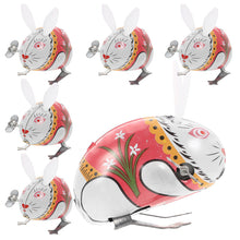 Load image into Gallery viewer, Set of 6 Classic Vintage Jumping White Rabbit Bunny Wind Up Clockwork Tin Toy Collectible