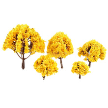 Load image into Gallery viewer, 20 pcs Miniature Flowering Yellow Tree Models Train Railway Accessories Forest Fairy Garden Landscape Terrarium Diorama Craft Supplies