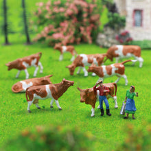 Load image into Gallery viewer, 36pcs Miniature Brown Dairy Cow Figures 1:87 Scale, Model Train Scenery Diorama Supplies