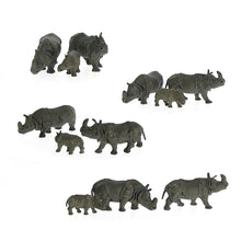 Load image into Gallery viewer, 12 pcs Miniature Rhinoceros Wild Animal 1:87 Figures HO Scale Models Toys Landscape Garden Scenery Layout Scene Accessories Diorama Supplies