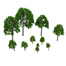 Load image into Gallery viewer, 11pcs Miniature Green Model Trees: O Scale Diorama, Railway, Fairy Garden, Terrarium Supplies