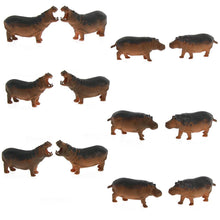 Load image into Gallery viewer, 12 pcs Miniature Hippo Wild Animal 1:87 Figures HO Scale Models Toys Landscape Garden Scenery Layout Scene Accessories Diorama Supplies